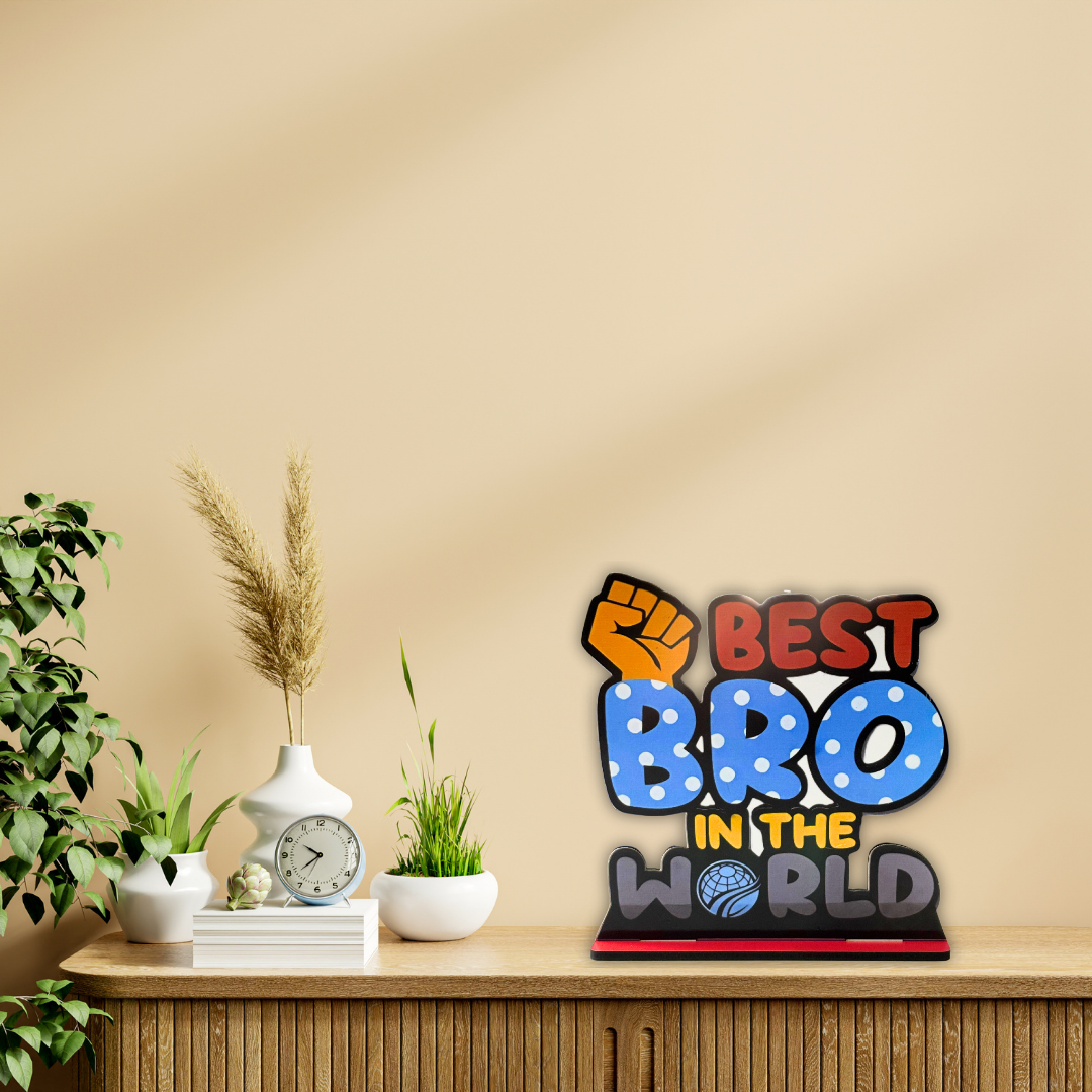 Best Bro in the World Rakhi Combo – Rakhi + Fridge Magnet + Tabletop Frame