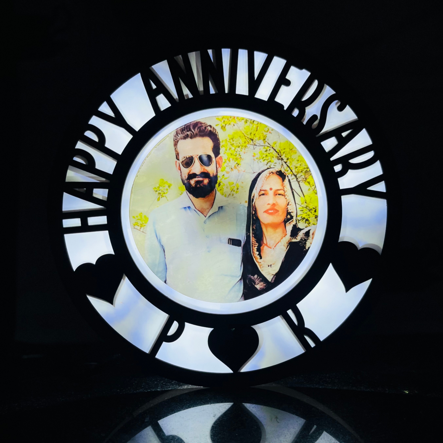 happy anniversary led photo frame