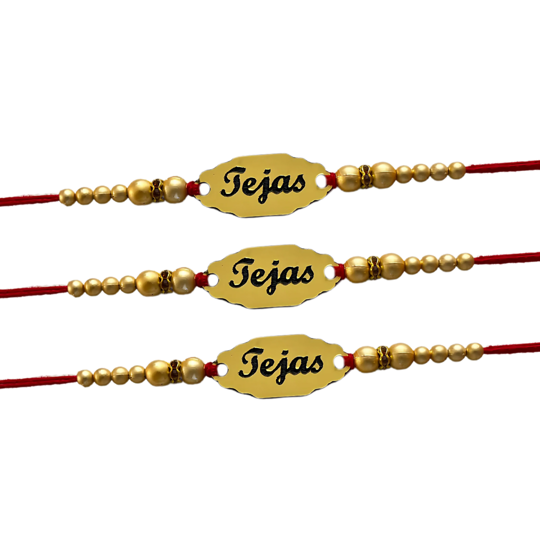 Customised Golden Acrylic Name Rakhi
