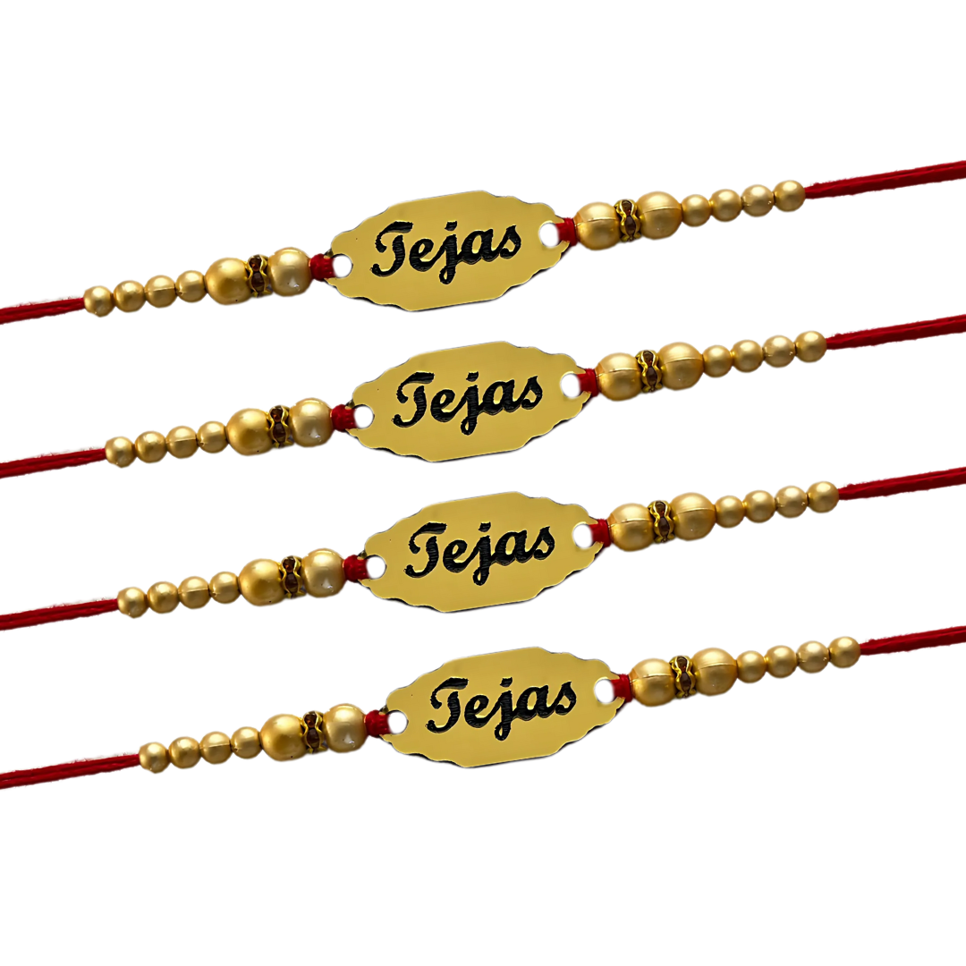 Customised Golden Acrylic Name Rakhi