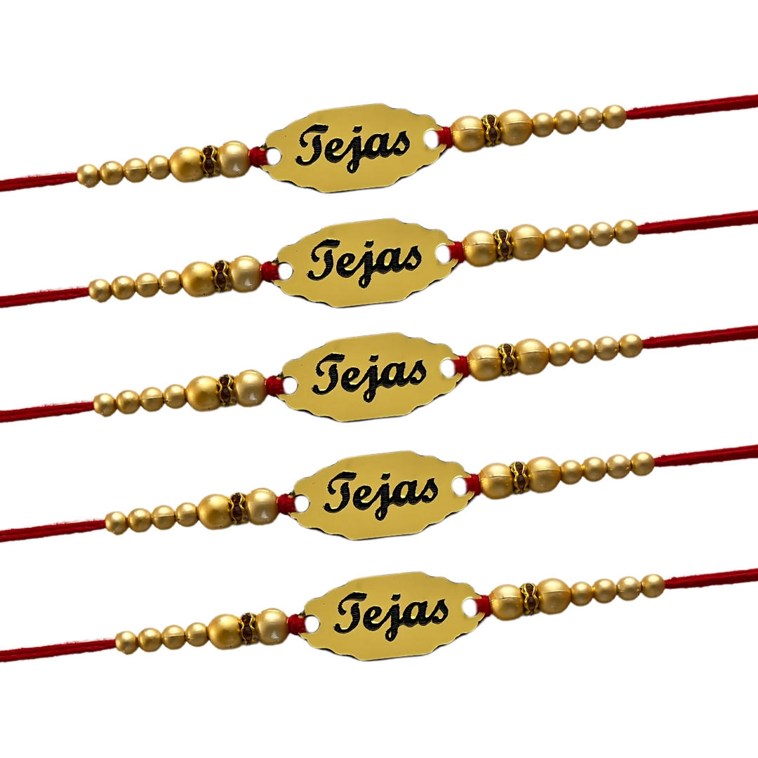 Customised Golden Acrylic Name Rakhi