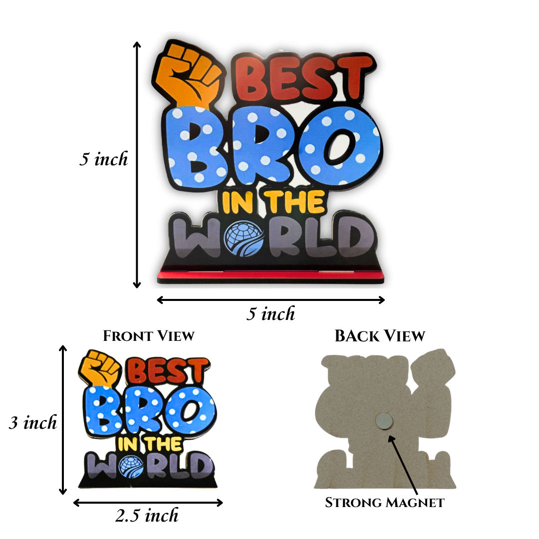 Best Bro in the World Rakhi Combo – Rakhi + Fridge Magnet + Tabletop Frame