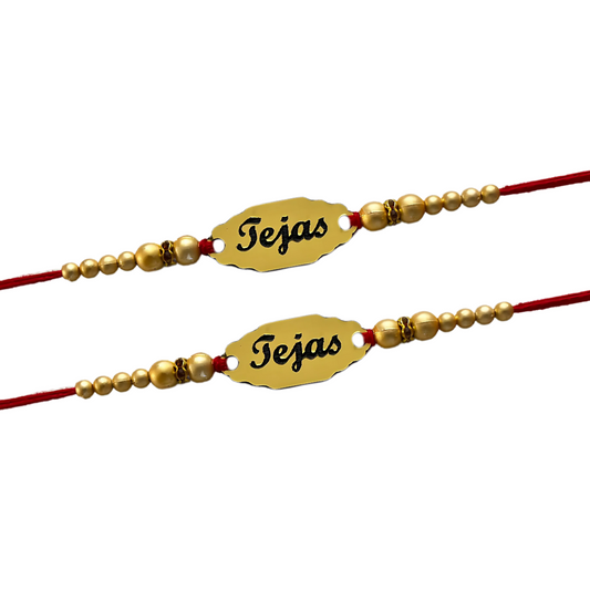 Customised Golden Acrylic Name Rakhi